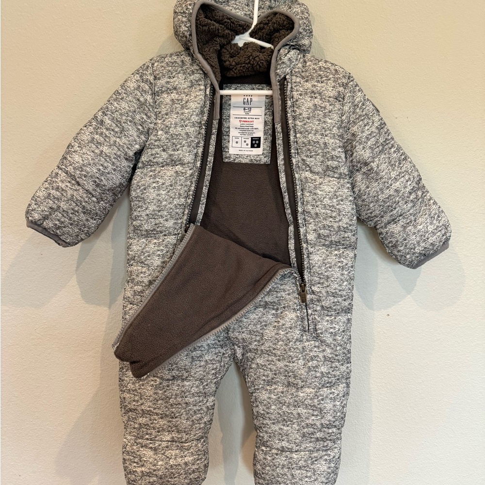 GAP Gray Hooded Baby Snowsuit